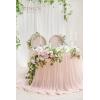 imageLings moment 9FT Blush Chiffon Table Skirt Recycle Use Extra Long Sheer Tablecloth for Backyard Wedding Reception Decorations Birthday Party Cake Dessert DecorPeachy Blush