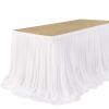 imageLings moment 9FT Blush Chiffon Table Skirt Recycle Use Extra Long Sheer Tablecloth for Backyard Wedding Reception Decorations Birthday Party Cake Dessert DecorOffwhite