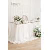 imageLings moment 9FT Blush Chiffon Table Skirt Recycle Use Extra Long Sheer Tablecloth for Backyard Wedding Reception Decorations Birthday Party Cake Dessert DecorOffwhite