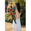 imageLings moment Terracotta Bridal Bouquet Cascading Burnt Orange Wedding Bouquets for Bride 13 Inch Bride Bouquets for Wedding Artificial Flowers BouquetsOrburnt Orange  Teal
