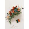 imageLings moment Terracotta Bridal Bouquet Cascading Burnt Orange Wedding Bouquets for Bride 13 Inch Bride Bouquets for Wedding Artificial Flowers BouquetsOrburnt Orange  Teal