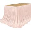 imageLings moment 9FT Blush Chiffon Table Skirt Recycle Use Extra Long Sheer Tablecloth for Backyard Wedding Reception Decorations Birthday Party Cake Dessert DecorPeachy Blush