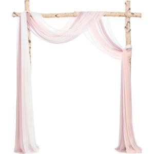 imageLings Moment Wedding Arch Draping Fabric 3 Panels 20Ft Chiffon FabricSheer Draping Fabic for Wedding Arrangement Ceremony Reception Backdrop Party Swag Home Decor Sage Purple ampamp ProvencePkdusty Rose  Cream