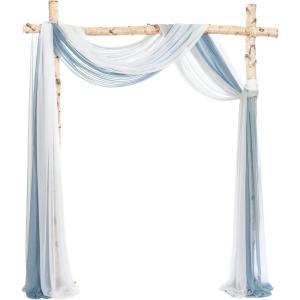 imageLings Moment Wedding Arch Draping Fabric 3 Panels 20Ft Chiffon FabricSheer Draping Fabic for Wedding Arrangement Ceremony Reception Backdrop Party Swag Home Decor Sage Purple ampamp ProvenceBludusty Blue  Navy