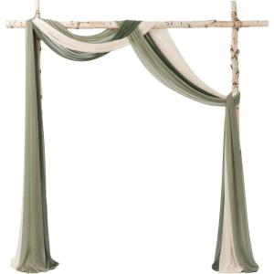 imageLings Moment Wedding Arch Draping Fabric 3 Panels 20Ft Chiffon FabricSheer Draping Fabic for Wedding Arrangement Ceremony Reception Backdrop Party Swag Home Decor Sage Purple ampamp ProvenceGrnwhite  Sage
