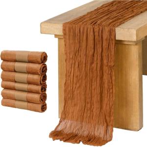 imageLings moment 6 Pack 10Ft Blush Table Runner Cheesecloth Dusty Pink Gauze Sheer Table Runners for Wedding Party Bridal ShowerBlush 10ft x 35quotBrown Terracotta