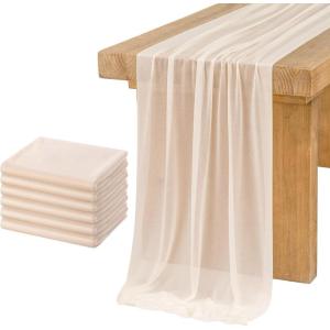 imageLings moment 6Pack 10ft Nude Sheer ChiffonLike Table Runner with Silver Sparkle Table Decor for Wedding Rustic Boho Shower PartyNude Set of 6Nude
