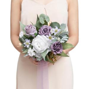 imageLings moment Bridesmaid Bouquet Wedding Bouquets for Bridesmaids 7 Inch Bridal Bouquets for Bridesmaids Wedding Ceremony Anniversary etcPrplposygold  Lilac
