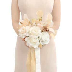 imageLings moment Bridesmaid Bouquet Wedding Bouquets for Bridesmaids 7 Inch Bridal Bouquets for Bridesmaids Wedding Ceremony Anniversary etcWhtwhite  Beige