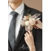imageLings moment Pocket Boutonniere Single Boutonniere for Men Groom for Wedding Prom Homecoming Anniversary Graduation etcTawny Beige White Orchid 6quot W x 5quot HWhtwhite  Beige