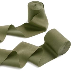 imageLings Moment Satin Orange Ribbon 26 Inch x 13Yd Burnt Orange Silk Extra Wide Thick Fabric Ribbons for Craft Gift Wrapping Flower Bouquet Wreaths Birthday Wedding Welcome Sign DecorationsGrOlive Green