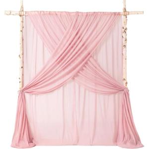 imageLings moment Pink Backdrop Curtains 10Ft x 23Ft Red Clay Long Sheer WrinkleFree Background Backdrop CurtainampampTable Cloth for Birthday Party Wedding Baby Shower Photo Booth DecorPkdusty Rose  Cream