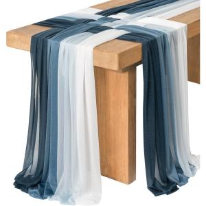 imageLings moment Sage Green Waffle Weave Table Runner Set of 8 18 x 120 Polyester Wedding Bridal Shower Bachelorette PartyDusty Blue  Navy