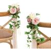 imageLings moment 8 Wedding Artificial Aisle Pew Flowers Chair Decorations Arrangements with Chiffon Ribbons Bordeaux Red for Ceremony Reception Chair Back Floral Decor Reception Church Party OutdoorPk Dusty Rose  Cream