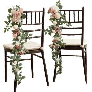 imageLings moment 10pcs Wedding Chair Decorations Aisle Floral Swag Artificial Pew Flowers Hanging Garland Apricot ampamp Cream for Ceremony Reception Church Rose Floral Faux Arrangement Party Outdoor DecorDusty Rose2024