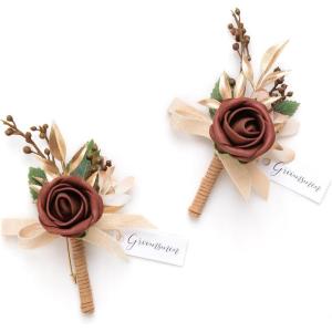 imageLings moment Boutonniere for Men 2pcs Groom Groomsmen Guest Boutonniere Artificial Flowers for WeddingPromHomecoming etcBurnt Orange TerracottaOrburnt Orange  Terracotta