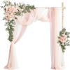imageLings moment Wedding Arch Flowers with Drapes KitPack of 5 2pcs Flower Arrangements 3pcs Sheer Hanging Drapes Ceremony Arbor Backdrop Artificial Rose Floral Decor Terracotta ampamp Burnt OrangePkblush  Cream