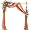 imageLings moment Wedding Arch Flowers with Drapes KitPack of 5 2pcs Flower Arrangements 3pcs Sheer Hanging Drapes Ceremony Arbor Backdrop Artificial Rose Floral Decor Terracotta ampamp Burnt OrangeOrterracotta  Burnt Orange