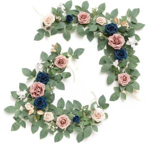 imageLings moment 2Pack 2ft Ivory Artificial Flowers Garland White ampamp Beige Lantern Flower Centerpieces Wedding Aisle Decor Chair Flowers Arch Floral for Signs DIY Table Wall Window Cake DecorationPkdusty Rose  Navy