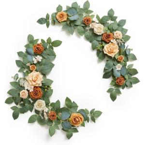 imageLings moment 2Pack 2ft Ivory Artificial Flowers Garland White ampamp Beige Lantern Flower Centerpieces Wedding Aisle Decor Chair Flowers Arch Floral for Signs DIY Table Wall Window Cake DecorationBrnburnt Orange  Peach