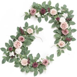imageLings moment 2Pack 2ft Ivory Artificial Flowers Garland White ampamp Beige Lantern Flower Centerpieces Wedding Aisle Decor Chair Flowers Arch Floral for Signs DIY Table Wall Window Cake DecorationPkdusty Rose  Mauve