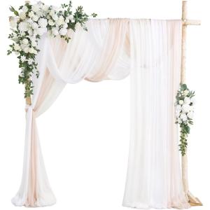 imageLings moment Wedding Arch Flowers with Drapes KitPack of 5 2pcs Flower Arrangements 3pcs Sheer Hanging Drapes Ceremony Arbor Backdrop Artificial Rose Floral Decor Terracotta ampamp Burnt OrangeWhtwhite  Sage