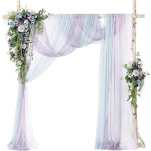 imageLings moment Wedding Arch Flowers with Drapes KitPack of 5 2pcs Flower Arrangements 3pcs Sheer Hanging Drapes Ceremony Arbor Backdrop Artificial Rose Floral Decor Terracotta ampamp Burnt OrangePrplsage Purple