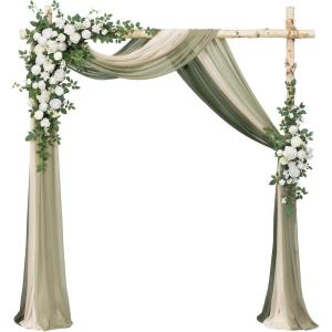 imageLings moment Wedding Arch Flowers with Drapes KitPack of 5 2pcs Flower Arrangements 3pcs Sheer Hanging Drapes Ceremony Arbor Backdrop Artificial Rose Floral Decor Terracotta ampamp Burnt OrangeWhtwhite  Sage 2026