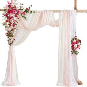 imageLings moment Wedding Arch Flowers with Drapes KitPack of 5 2pcs Flower Arrangements 3pcs Sheer Hanging Drapes Ceremony Arbor Backdrop Artificial Rose Floral Decor Terracotta ampamp Burnt OrangePkpassionate Pink  Blush