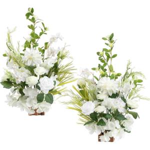 imageLings moment 175quot Tall Standing Artificial Flowers Arrangements 2 pcs Wedding Aisle Runner Chair Decorations Terracotta ampamp Burnt Orange Centerpieces for Ceremony Reception Rose Floral Party OutdoorWht Lily of the Valley White