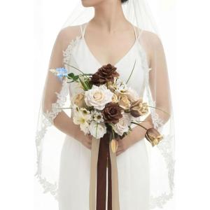 image:imageLings moment Tawny Beige and Brown Bridal Bouquet Cascading Brown Wedding Bouquets for Bride 13 Inch Bride Bouquets for Wedding Artificial Flowers BouquetsBeige Brown