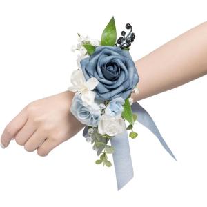 image:imageLings moment 2pcs Prom WristShoulder Corsage Artificial Flower GirlMother HomecomingWedding Corsage Wristlet Dcor etc Blush CreamBlublue