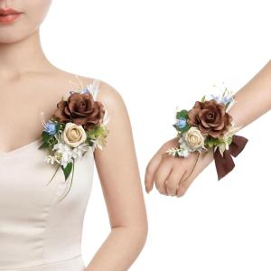 image:imageLings moment 2pcs Prom WristShoulder Corsage Artificial Flower GirlMother HomecomingWedding Corsage Wristlet Dcor etc Blush CreamBrntawny Beige  Berry Pink