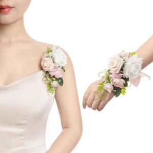 image:imageLings moment 2pcs Prom WristShoulder Corsage Artificial Flower GirlMother HomecomingWedding Corsage Wristlet Dcor etc Blush CreamPkblush  Cream
