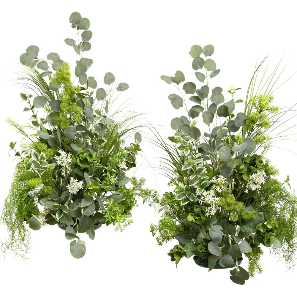 image:imageLings moment Free Standing Artificial Flowers Arrangements 2pcs Wedding Aisle Runner Chair Decorations Arch Altar Stage for Ceremony Reception Rose Home GrnWhite amp Sage 41 Tall x 22 Cross