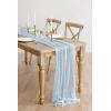 image:imageLings moment 14Ft Lilac amp Gold Cheesecloth Table Runner Boho Chic Gauze SemiSheer Tablecloth for Wedding Celebrations for Baby Shower DecorationsDusty Blue