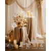 image:imageLings moment 14Ft Lilac amp Gold Cheesecloth Table Runner Boho Chic Gauze SemiSheer Tablecloth for Wedding Celebrations for Baby Shower DecorationsIvory