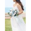 image:imageLings moment Wedding Artificial Flowers Package Bridal Bouquet Bridesmaid Bouquets Boutonniere for Men Rose PetalsDark Teal Burnt OrangeBlublue