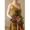 image:imageLings moment Wedding Artificial Flowers Package Bridal Bouquet Bridesmaid Bouquets Boutonniere for Men Rose PetalsDark Teal Burnt OrangeOrdark Teal  Burnt Orange