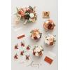 image:imageLings moment Wedding Artificial Flowers Package Bridal Bouquet Bridesmaid Bouquets Boutonniere for Men Rose PetalsDark Teal Burnt OrangeOrterracotta  Orange