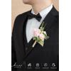 image:imageLings moment Wedding Artificial Flowers Package Bridal Bouquet Bridesmaid Bouquets Boutonniere for Men Rose PetalsDark Teal Burnt OrangePkblush  Pink