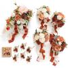 image:imageLings moment Wedding Artificial Flowers Package Bridal Bouquet Bridesmaid Bouquets Boutonniere for Men Rose PetalsDark Teal Burnt OrangeOrterracotta  Orange