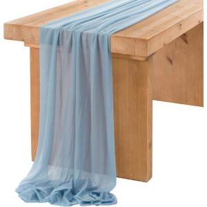 image:imageLings Moment 14Ft Brown Sheer Chiffon Like Table Runner for Wedding Party Bridal Shower Decorations Birthday Party DecorationsBludusty Blue