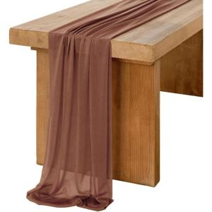 image:imageLings Moment 14Ft Brown Sheer Chiffon Like Table Runner for Wedding Party Bridal Shower Decorations Birthday Party DecorationsBrnbrown