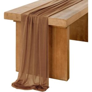 image:imageLings Moment 14Ft Brown Sheer Chiffon Like Table Runner for Wedding Party Bridal Shower Decorations Birthday Party DecorationsBrngolden Glove