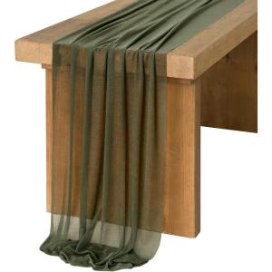 image:imageLings Moment 14Ft Brown Sheer Chiffon Like Table Runner for Wedding Party Bridal Shower Decorations Birthday Party DecorationsGrnemerald Green