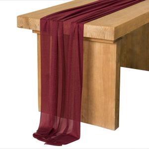 image:imageLings Moment 14Ft Brown Sheer Chiffon Like Table Runner for Wedding Party Bridal Shower Decorations Birthday Party DecorationsRedburgundy