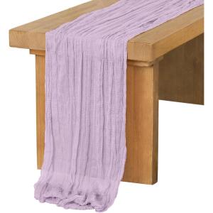 image:imageLings moment 14Ft Lilac amp Gold Cheesecloth Table Runner Boho Chic Gauze SemiSheer Tablecloth for Wedding Celebrations for Baby Shower DecorationsLilac