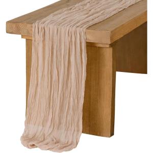 image:imageLings moment 14Ft Lilac amp Gold Cheesecloth Table Runner Boho Chic Gauze SemiSheer Tablecloth for Wedding Celebrations for Baby Shower DecorationsNude