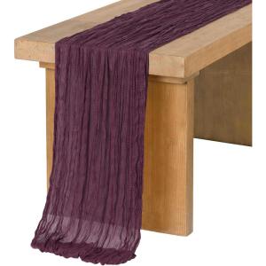 image:imageLings moment 14Ft Lilac amp Gold Cheesecloth Table Runner Boho Chic Gauze SemiSheer Tablecloth for Wedding Celebrations for Baby Shower DecorationsPurple